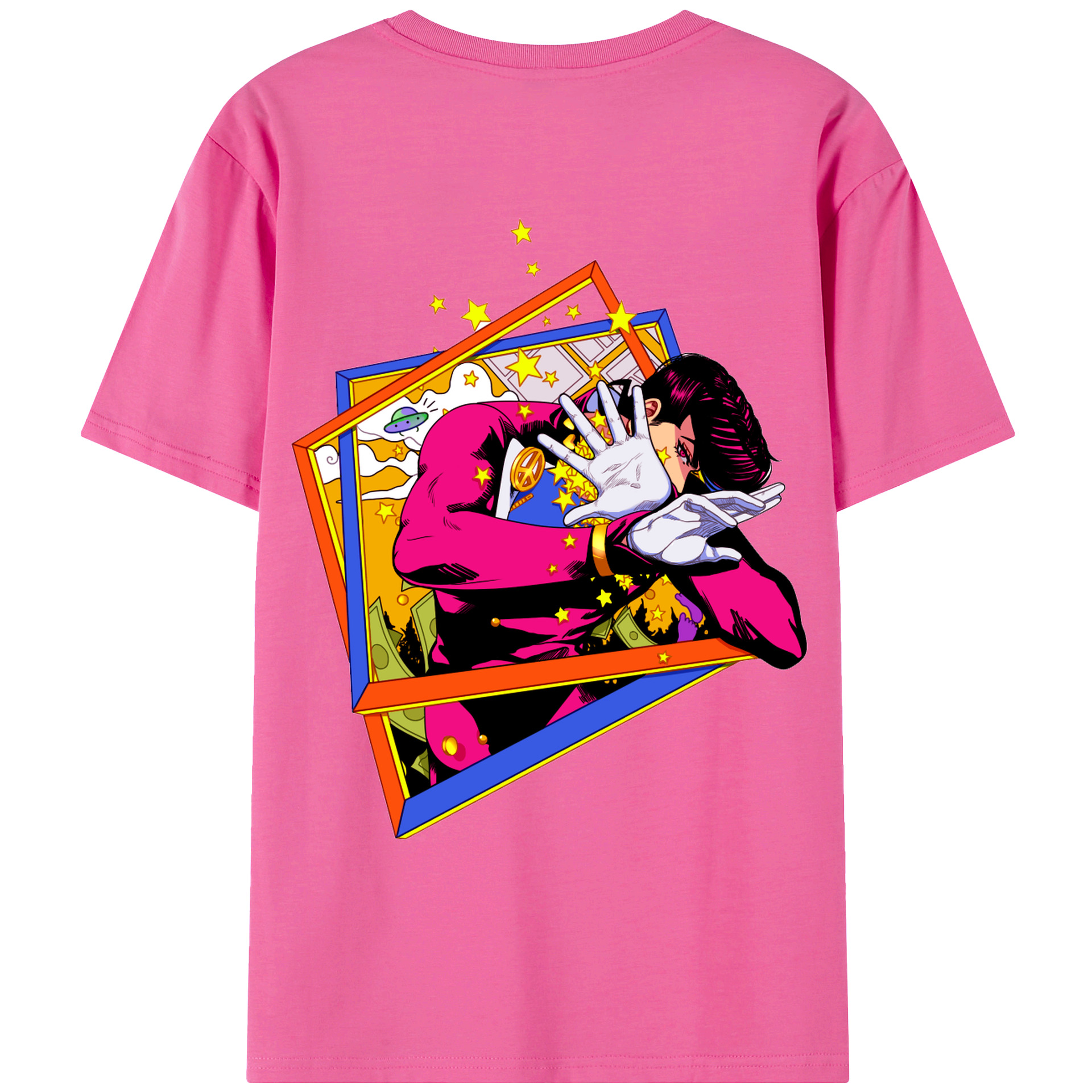 （画像用） ジョジョの奇妙な冒険 ひがしかた じょうすけ JoJo's Bizarre Adventure Higashikata Josuke レディース半袖Tシャツ(バックプリント)